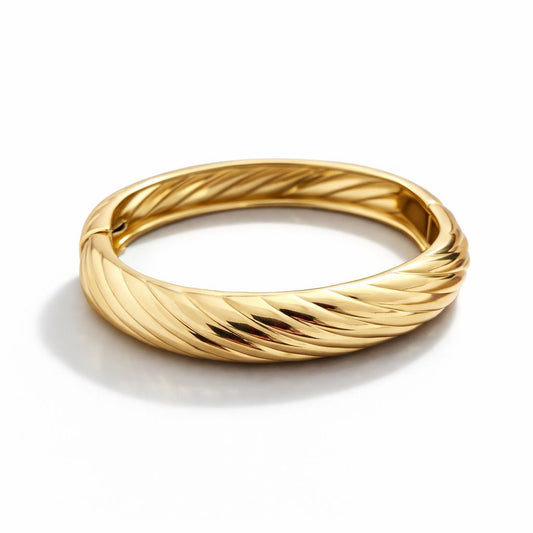18K Gold Plated Chunky Twisted Rope Bangle Bracelet for Women