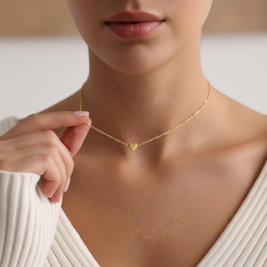 Minimalist Heart Pendant Necklace 18K Gold Plated