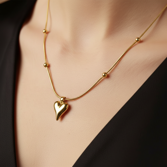 Heart Minimal Necklace for Women 18K Gold Plated
