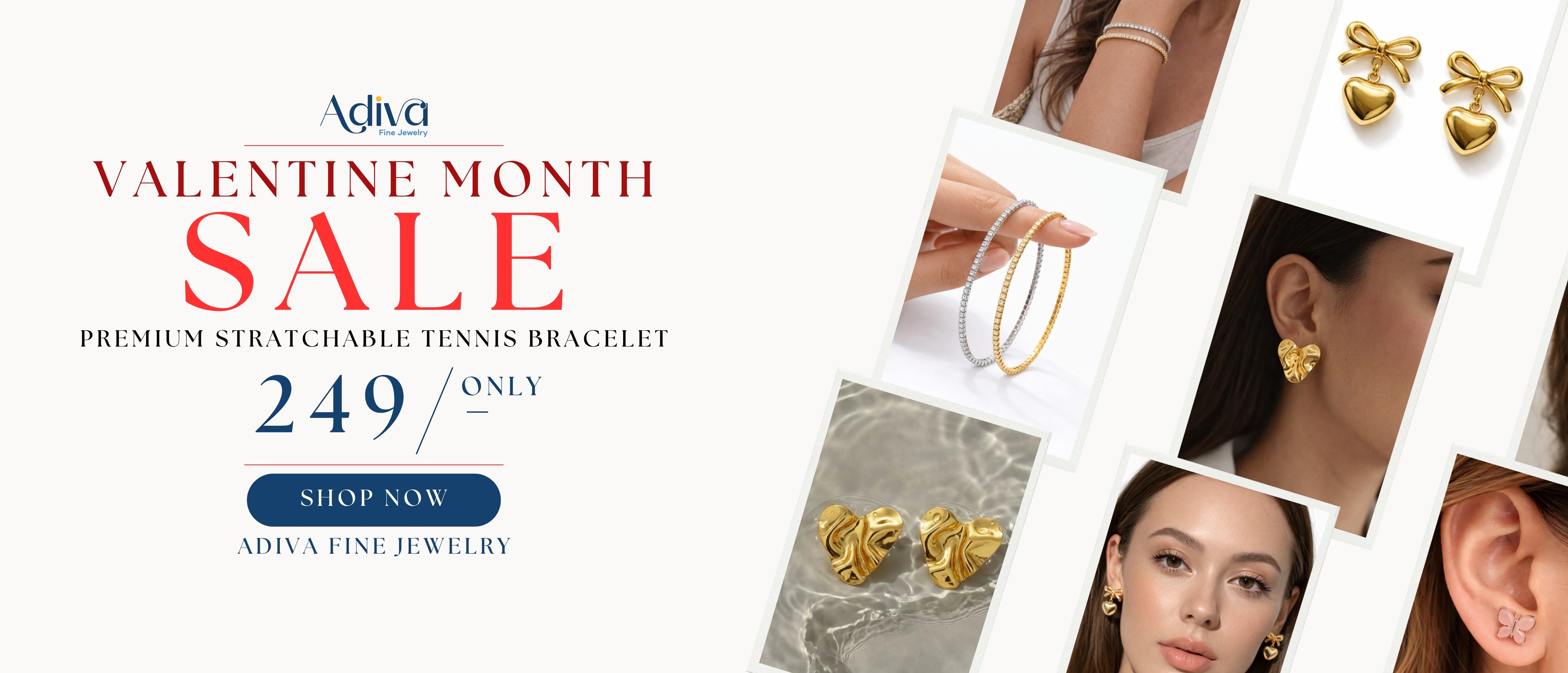 Adiva Fine Jewelry Anti Tarnish Premium Tennis Bracelet Sale Valentine Offer Gold And Silver