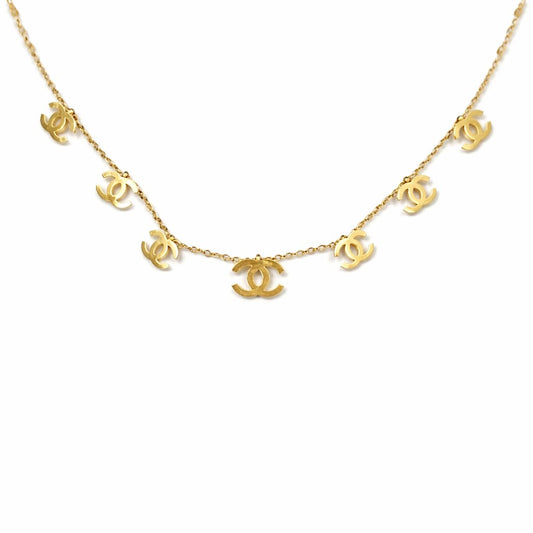 18K Gold CC Logo Multi Charm Necklace | Luxury Inspired | Women 2026