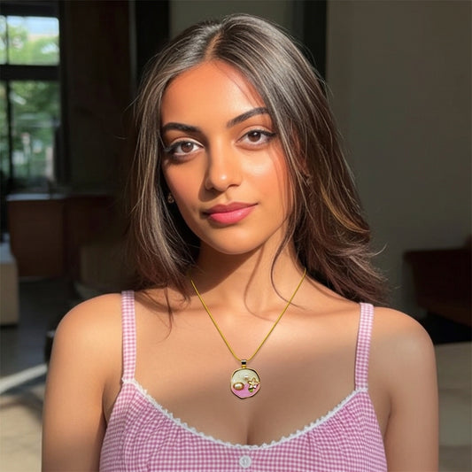 Pearl Garden Enamel Pendant Necklace | 18K Gold Plated | Anti-Tarnish | White Pink Enamel with Pearl & Flower Charm