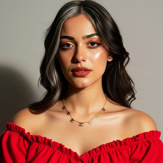 18K Gold CC Logo Multi Charm Necklace | Luxury Inspired | Women 2026