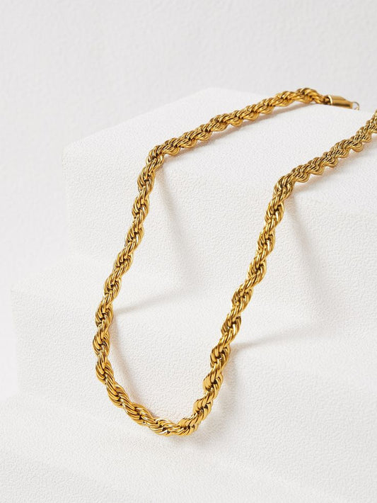 18K Gold Twisted Rope Chain Necklace | Tarnish Free | Women 2026