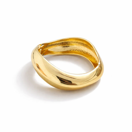 18K Gold Plated Chunky Wave Cuff Bangle Bracelet for Women