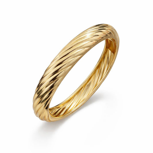 18K Gold Plated Chunky Twisted Rope Bangle Bracelet for Women