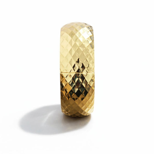 18K gold plated diamond quilted chunky bangle bracelet